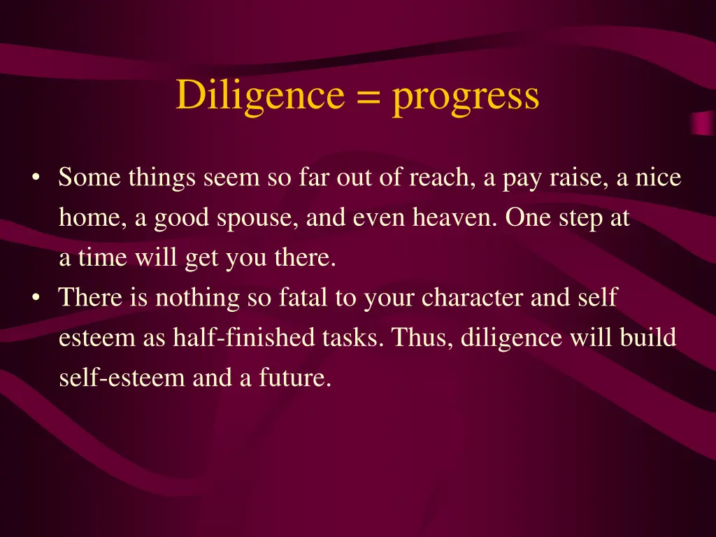 diligence progress