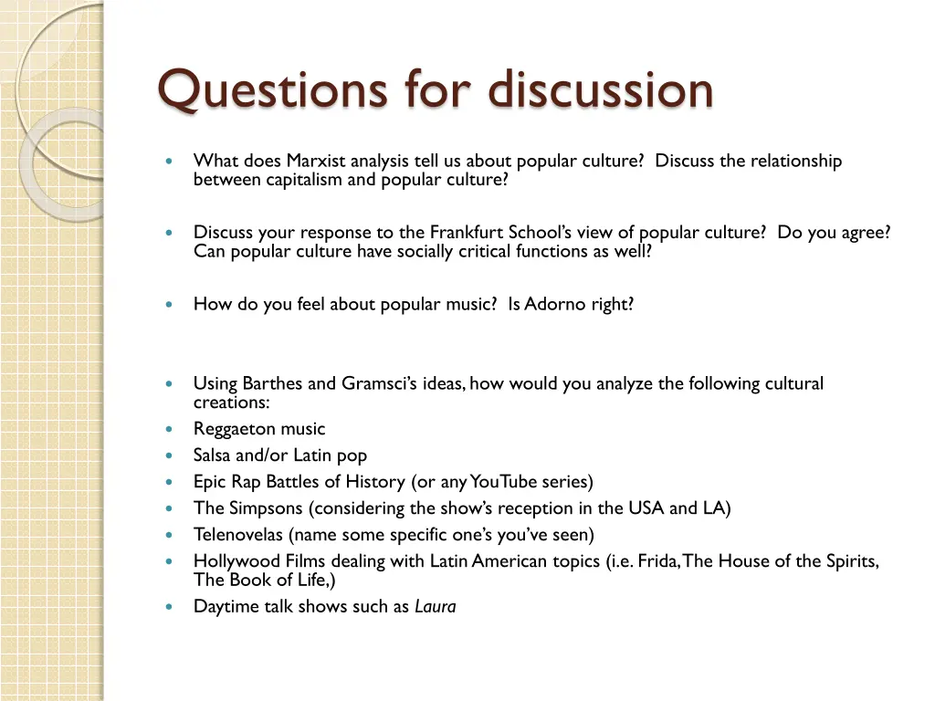 questions for discussion