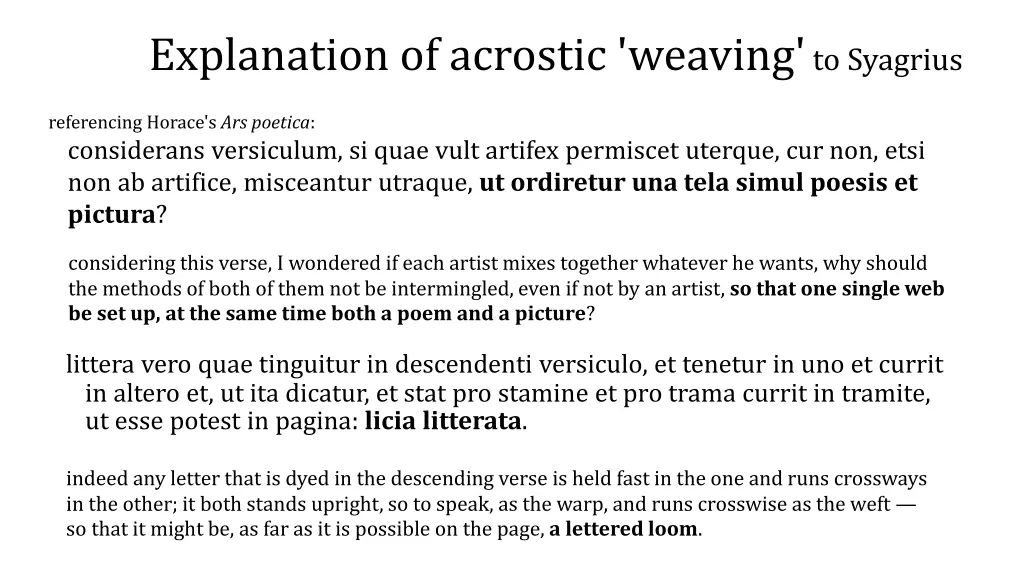 explanation of acrostic weaving to syagrius