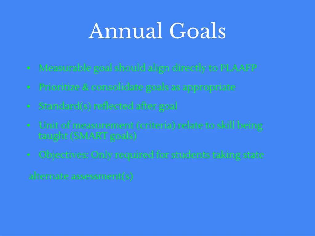 annual goals