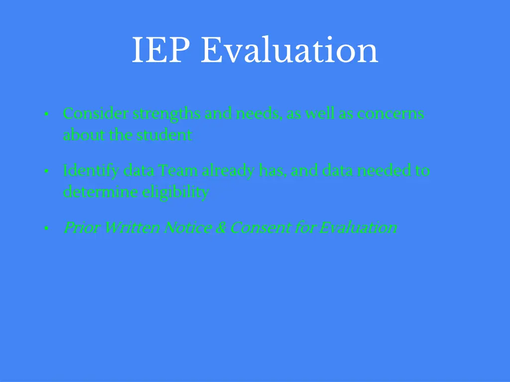 iep evaluation
