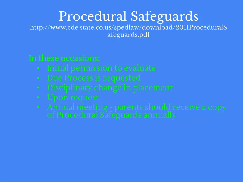 procedural safeguards http www cde state