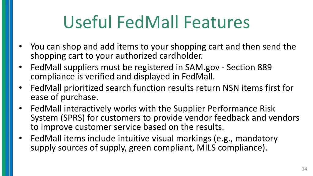 useful fedmall features