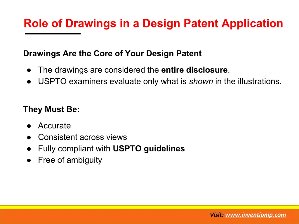 role of drawings in a design patent application