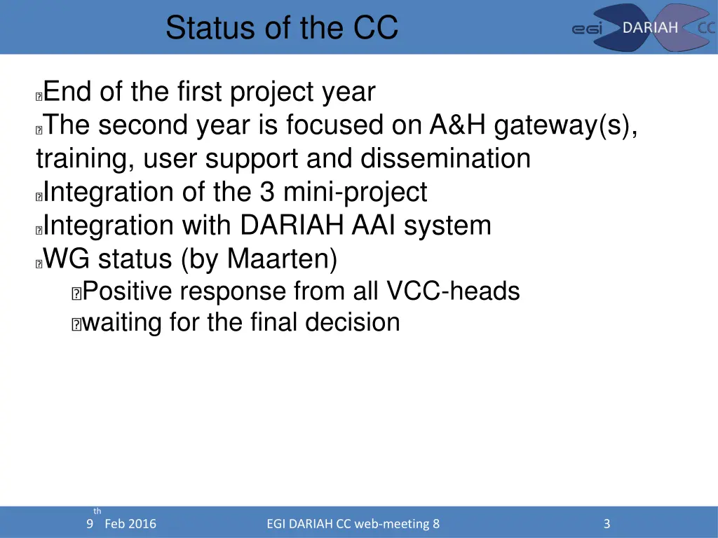 status of the cc
