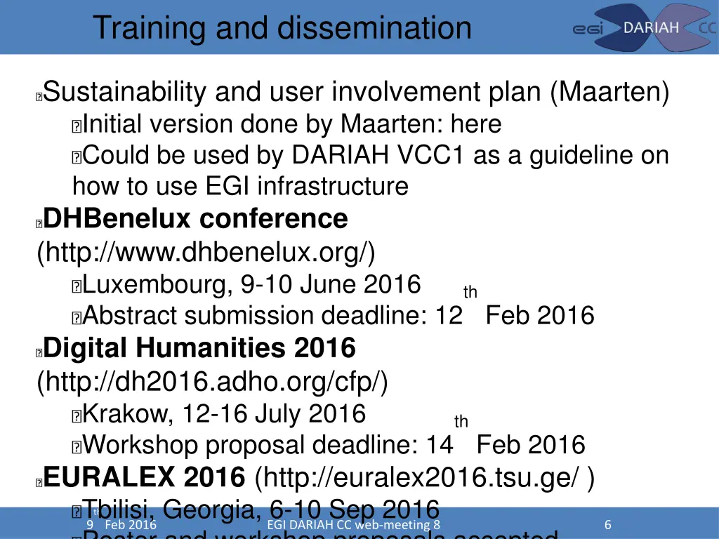 training and dissemination