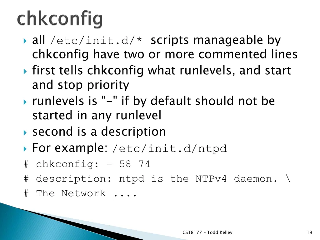 all etc init d scripts manageable by chkconfig