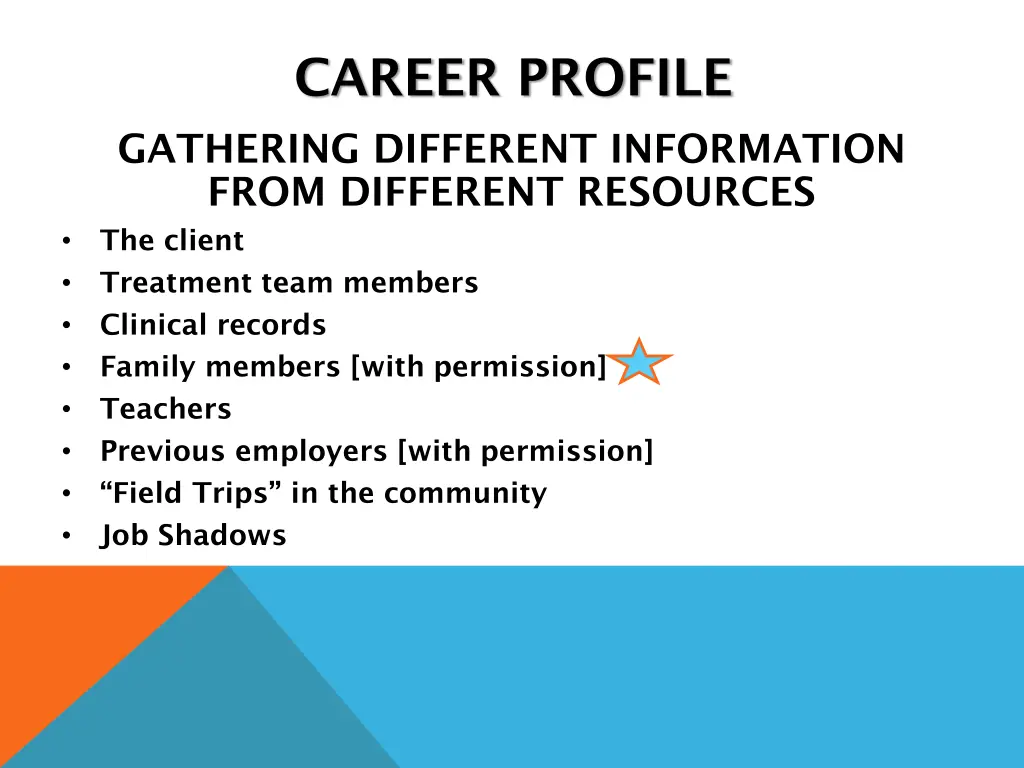 career profile gathering different information