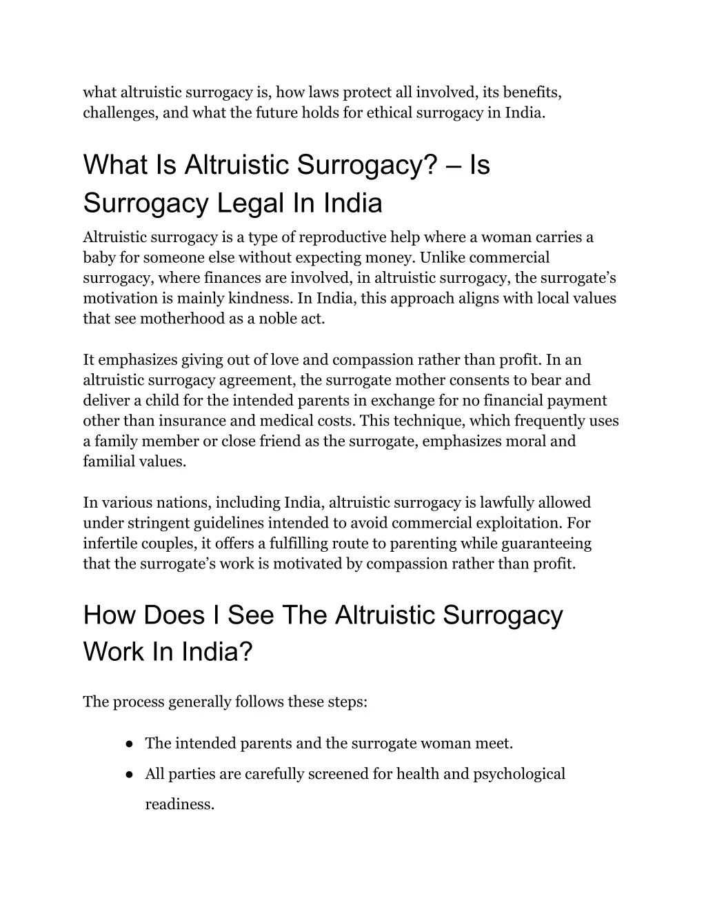 what altruistic surrogacy is how laws protect