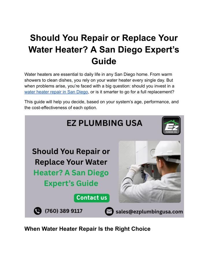 should you repair or replace your water heater
