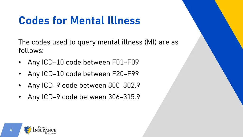 codes for mental illness