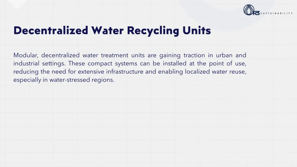 decentralized water recycling units