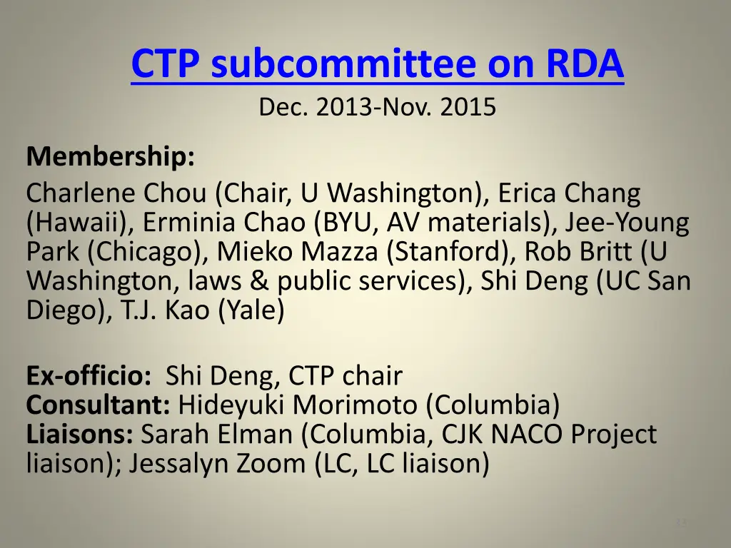 ctp subcommittee on rda dec 2013 nov 2015