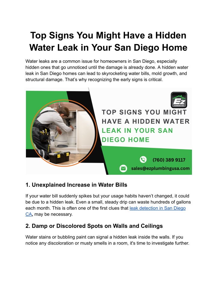 top signs you might have a hidden water leak