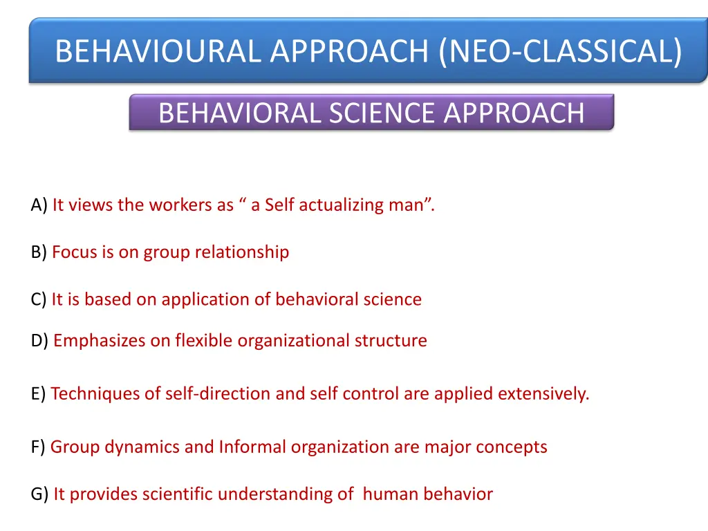 behavioural approach neo classical 1