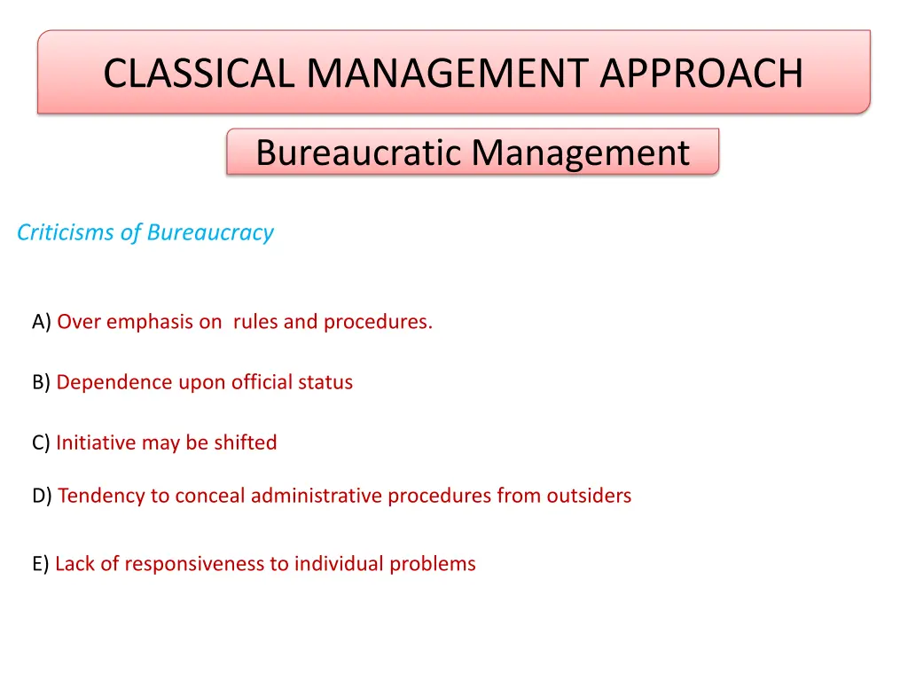 classical management approach 5