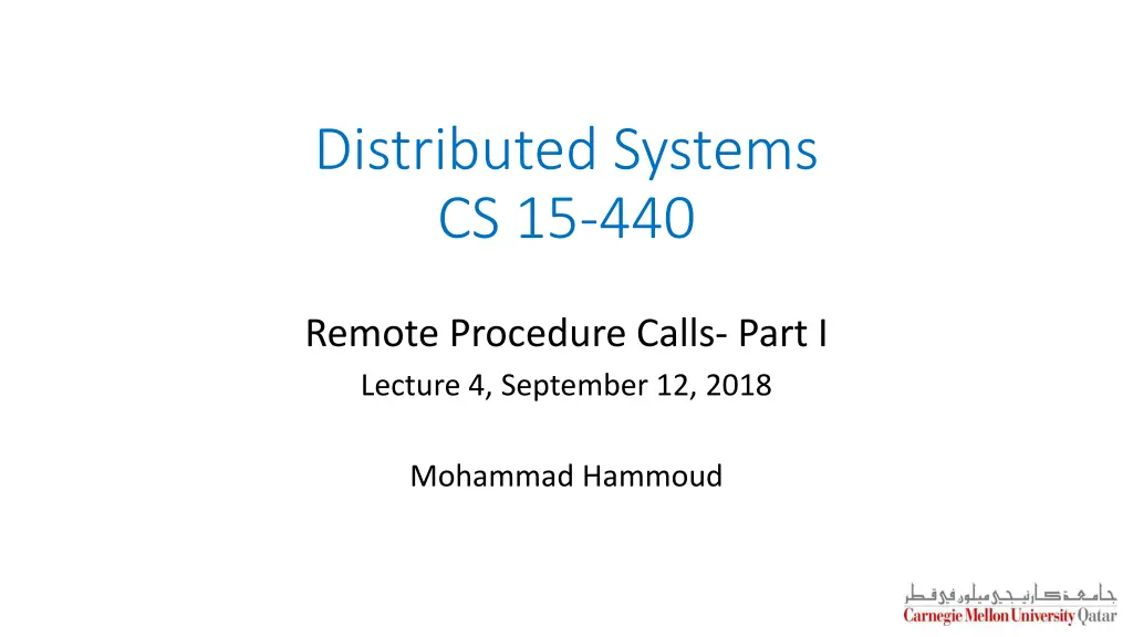 distributed systems cs 15 440