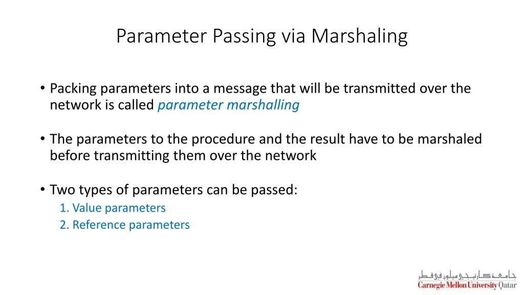 parameter passing via marshaling