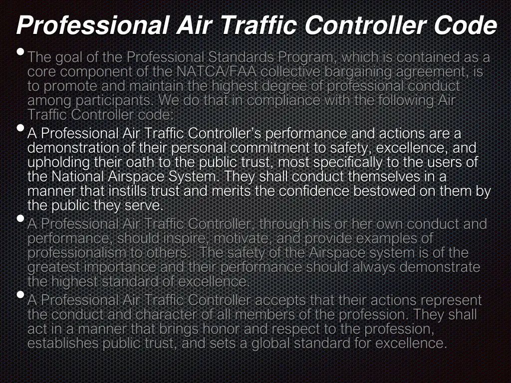 professional air traffic controller code 1