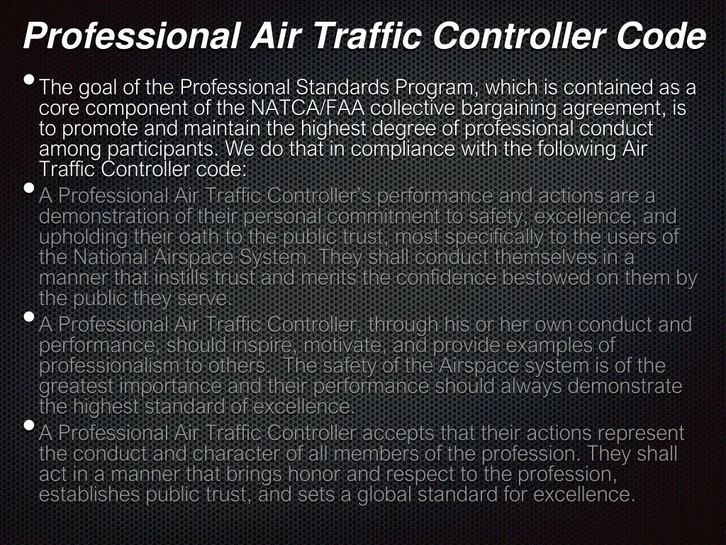 professional air traffic controller code