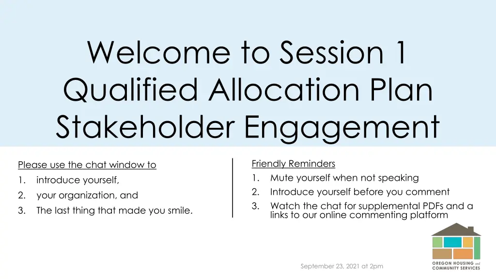 welcome to session 1 qualified allocation plan