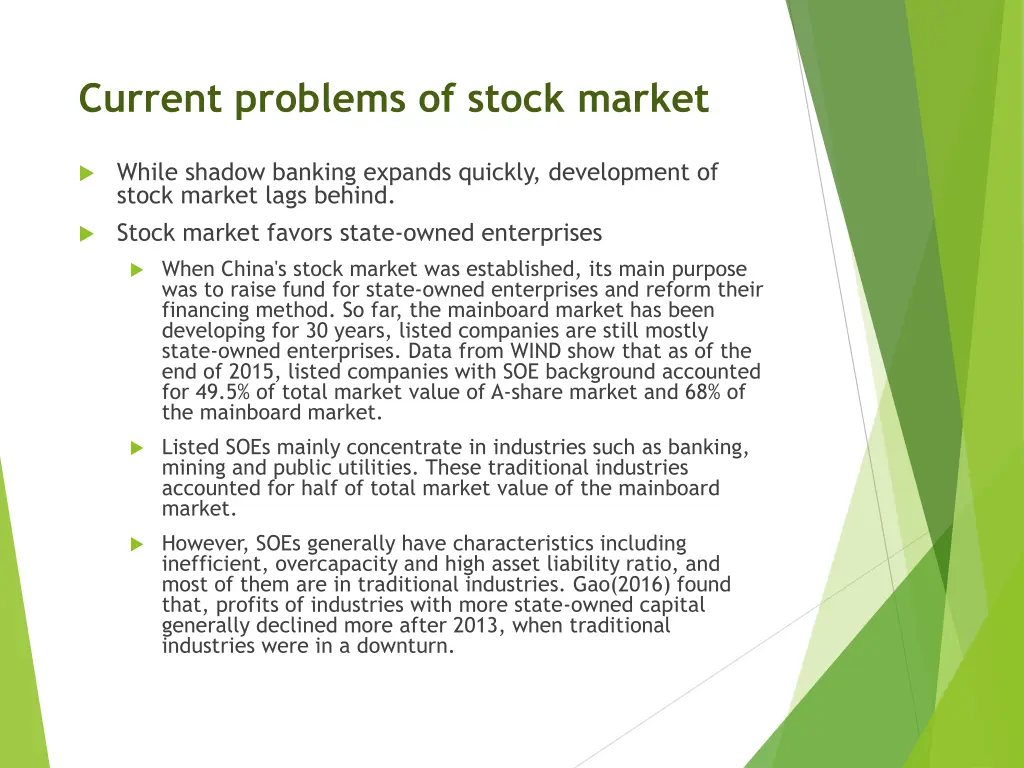 current problems of stock market