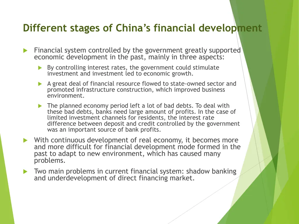 different stages of china s financial development