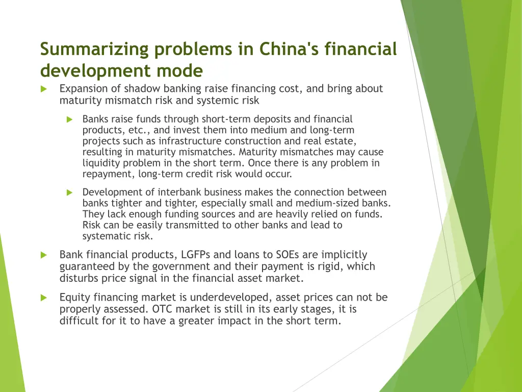 summarizing problems in china s financial