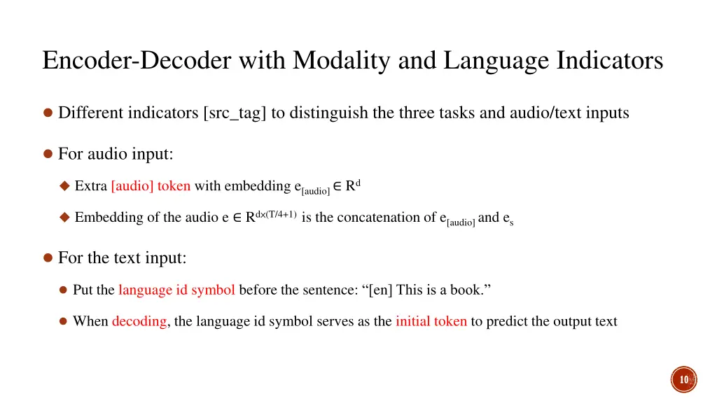 encoder decoder with modality and language