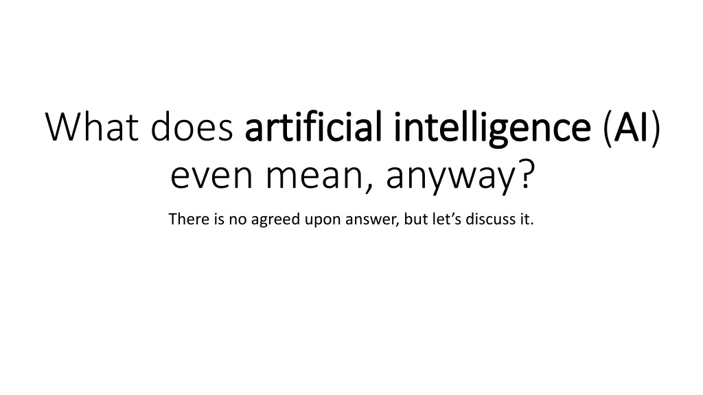 what does artificial intelligence artificial
