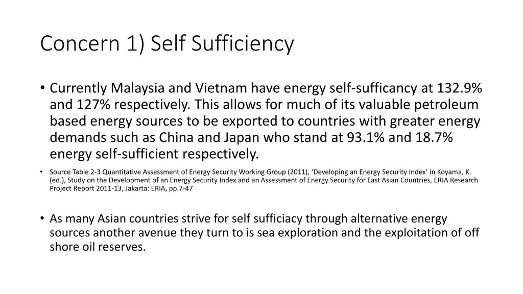 concern 1 self sufficiency