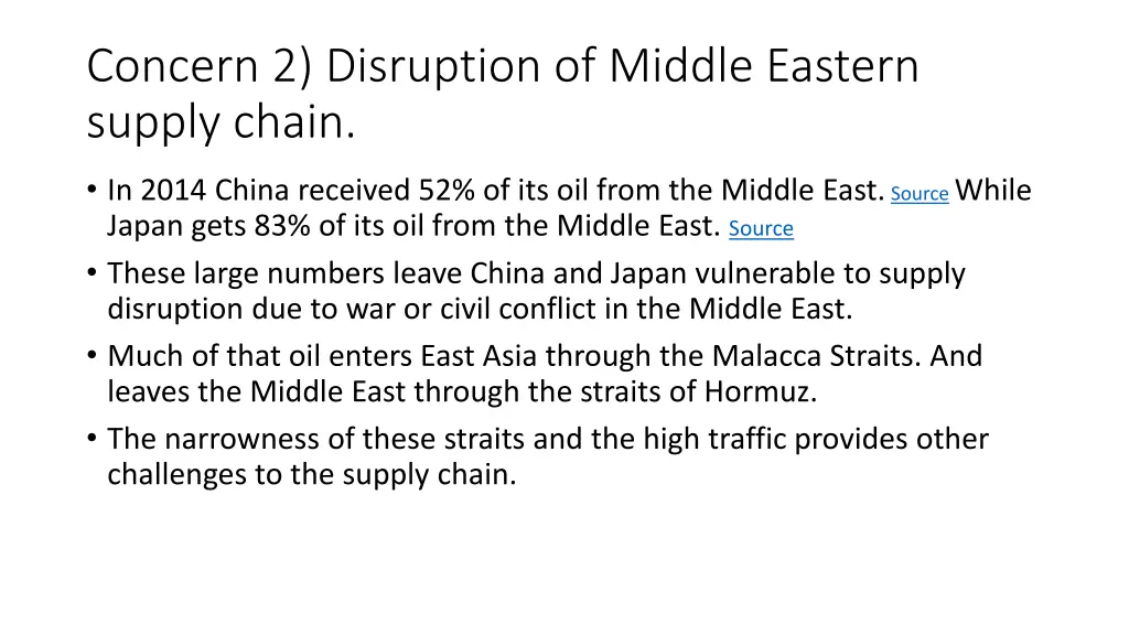 concern 2 disruption of middle eastern supply