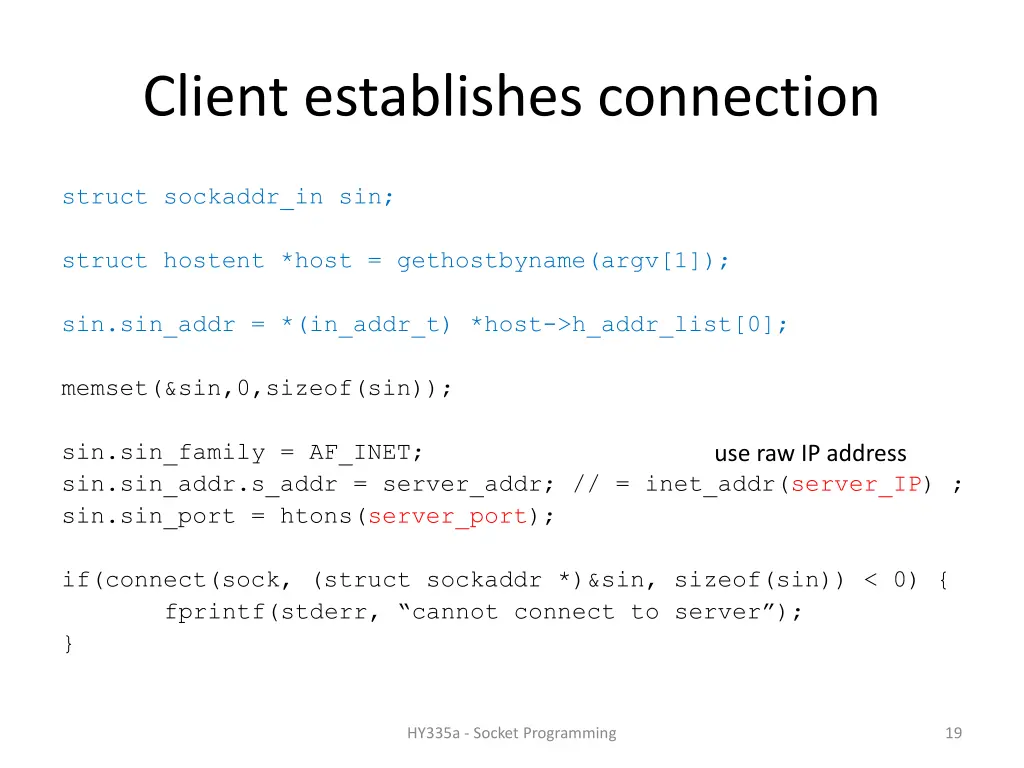 client establishes connection
