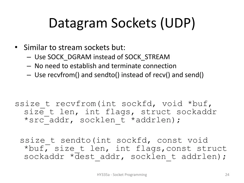 datagram sockets udp