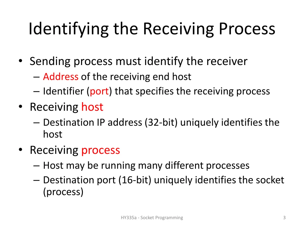 identifying the receiving process