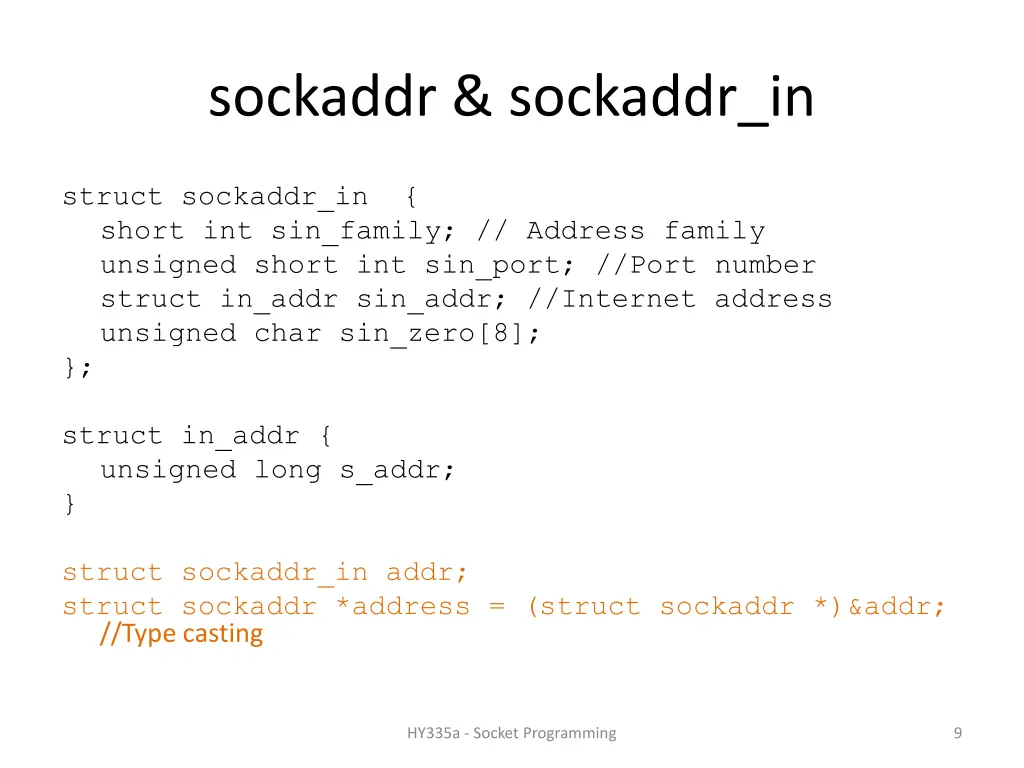 sockaddr sockaddr in