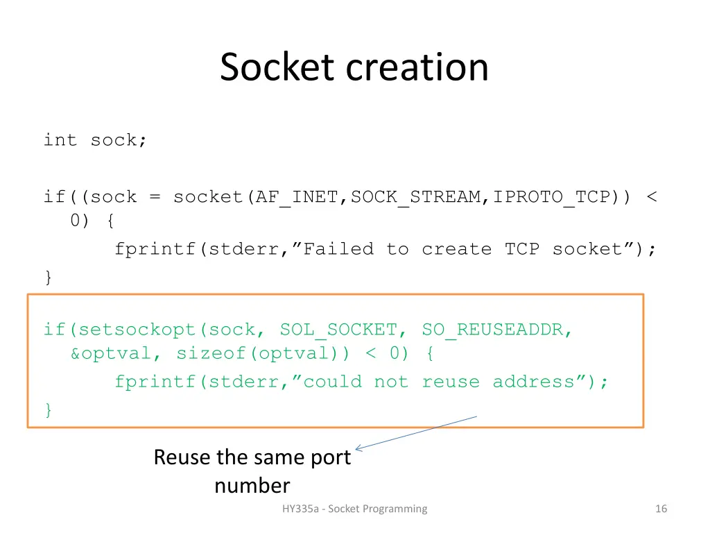 socket creation
