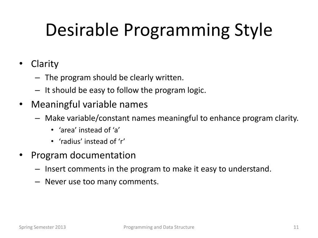 desirable programming style