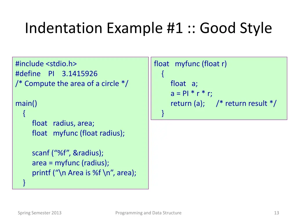 indentation example 1 good style