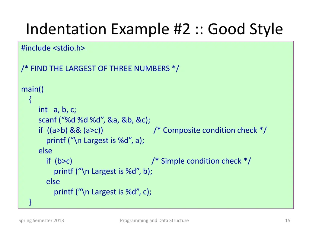 indentation example 2 good style