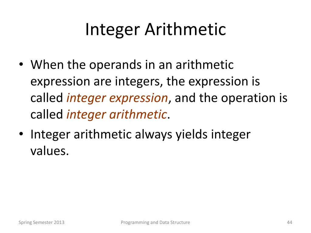integer arithmetic