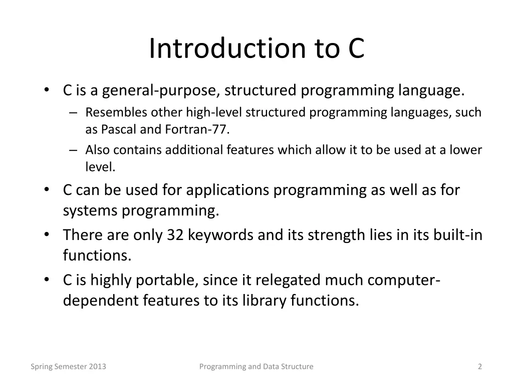 introduction to c