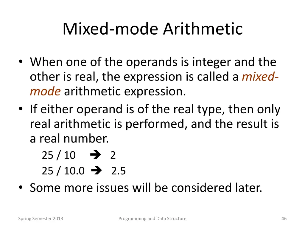 mixed mode arithmetic