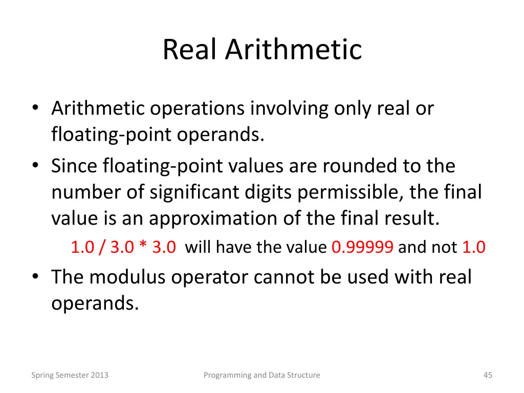 real arithmetic