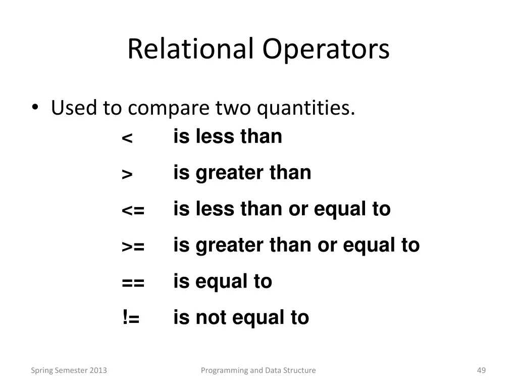 relational operators