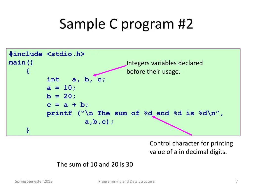 sample c program 2