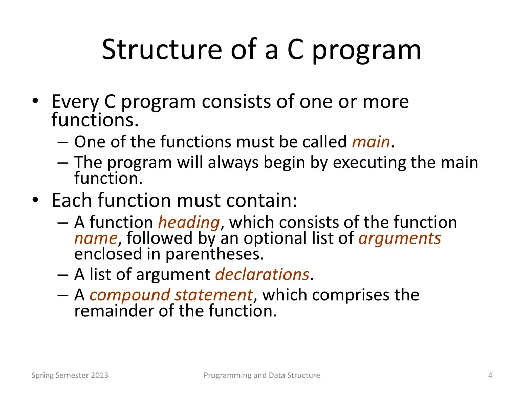 structure of a c program