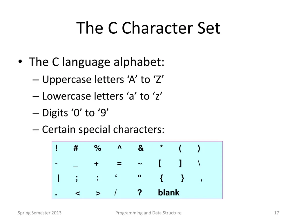 the c character set