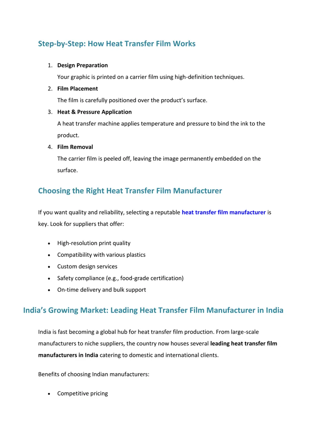 step by step how heat transfer film works