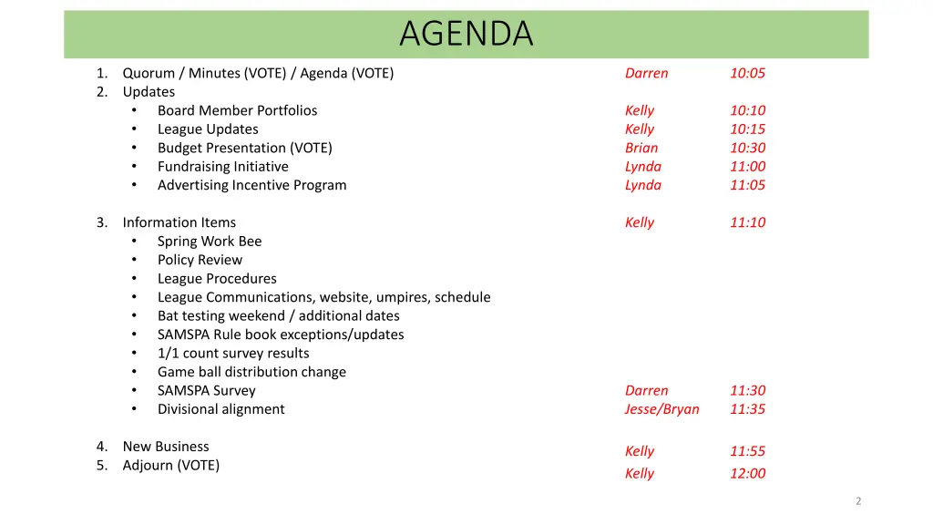 agenda